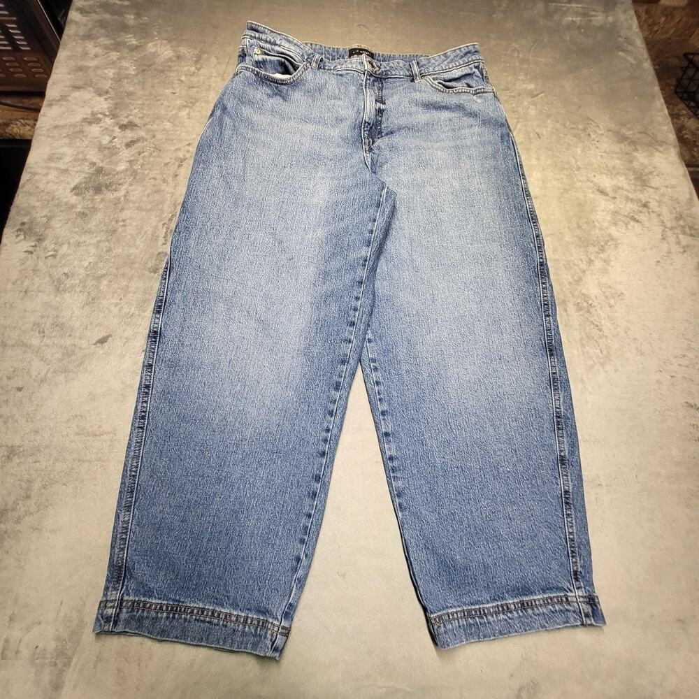 Free Assembly Jeans Womens 16 Blue Mom Relaxed Light Wash‎ Stretch